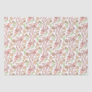 Papier Mousseline Watercolor Beach Octopus Tissu Paper
