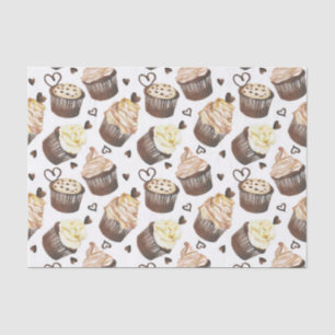 Papier Mousseline Watercolor cupcakes