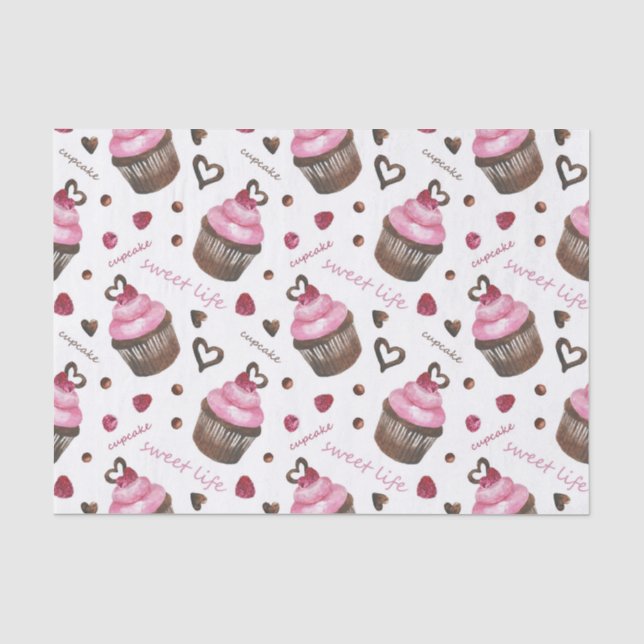 Papier Mousseline Watercolor cupcakes (Recto)