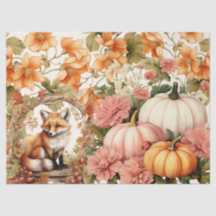 Papier Mousseline Watercolor Fox Citrouilles & Chute Foliage Decoupa