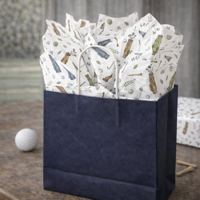 Papier Mousseline Watercolor Golf Tissue Paper | Golfer Gift Wrap (Créateur téléchargé)