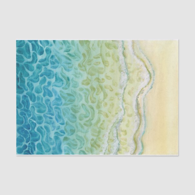 Papier Mousseline Watercolor Ocean Beach (Recto)