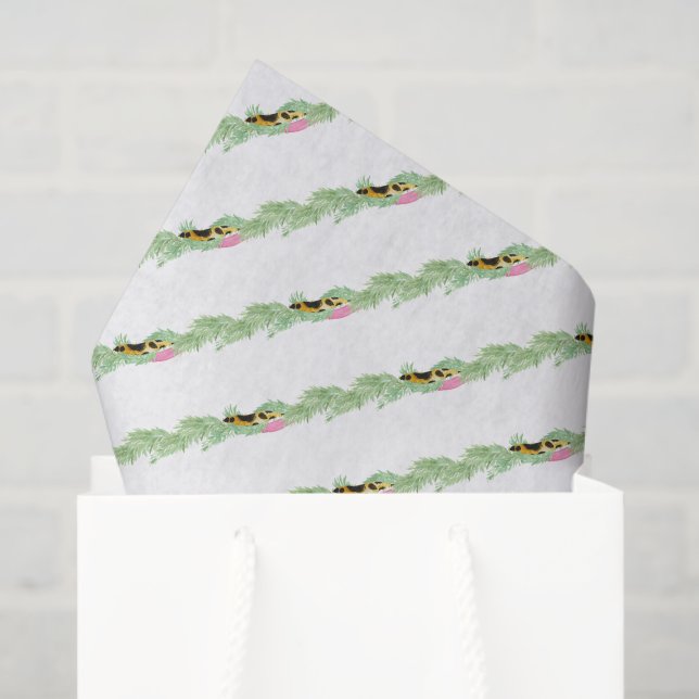 Papier Mousseline Watercolor Preppy Leopard Garland Christmas (Sac cadeau)