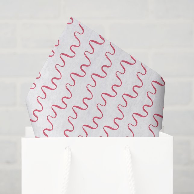 Papier Mousseline Watercolor Red Ribbons (Sac cadeau)