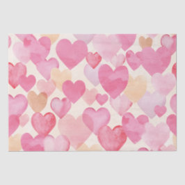 Papier Mousseline Watercolor Valentine Hearts