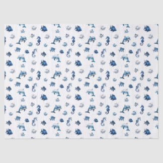 Papier Mousseline Wedgewood Blue Ocean Créatures !