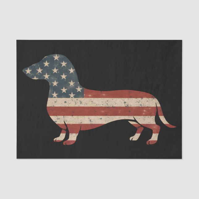 Papier Mousseline Weenie Le Peuple Dachshund 4 juillet (Recto)