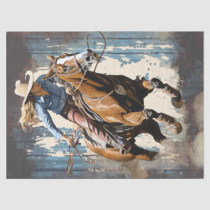 Papier Mousseline Western Barrel Racing Cowgirl Decoupage Tissu Pap