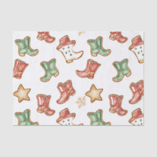 Papier Mousseline Western Christmas Cowgirl Cowboy
