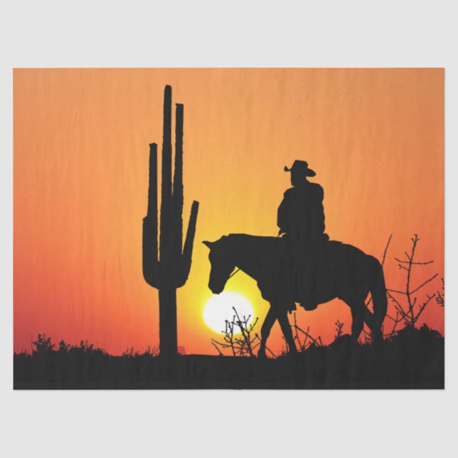 Papier Mousseline Western Cowboy Desert Sunset 13 Découpage (Recto)