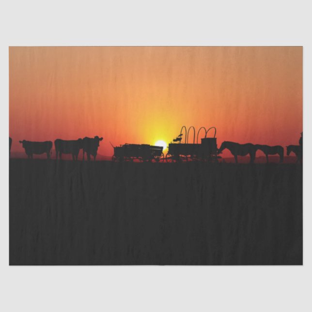 Papier Mousseline Western Cowboy Sunset 12 Découpage Papier de fond (Recto)