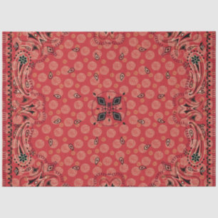 Papier Mousseline Western Paisley Red Bandana Imprimer Découpage L
