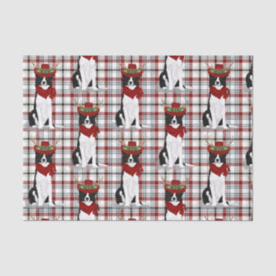 Papier Mousseline Western Plaid et la frontière de Noël Collie Lover
