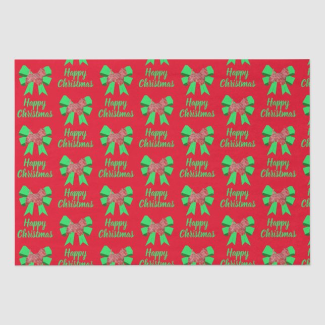Papier Mousseline Westie Silhouette Rouge Chien de Noël & Bow Vert (Recto)