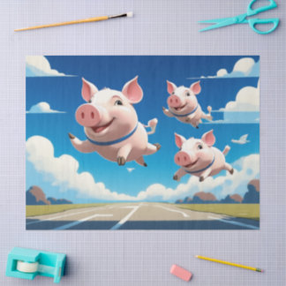 Papier Mousseline When Pigs Fly Funny Winged Pigs