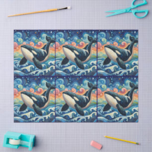 Papier Mousseline Whimsal Orca Whale Beach Découpage côtière