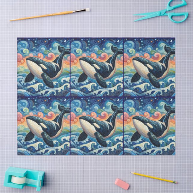 Papier Mousseline Whimsal Orca Whale Beach Découpage côtière (Artisanat)