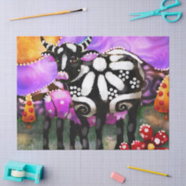 Papier Mousseline Whimsical Abstract Momma & Baby Cow Decoupage