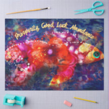 Whimsical Abstrait Goldfish Purple Decoupage