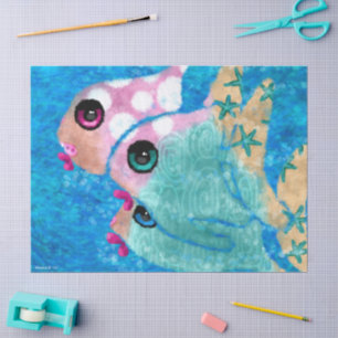 Papier Mousseline Whimsical Abstrait Poisson Nautique Découpage Côti