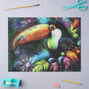 Papier Mousseline Whimsical Abstrait Toucans Oiseaux Toucans Découpa