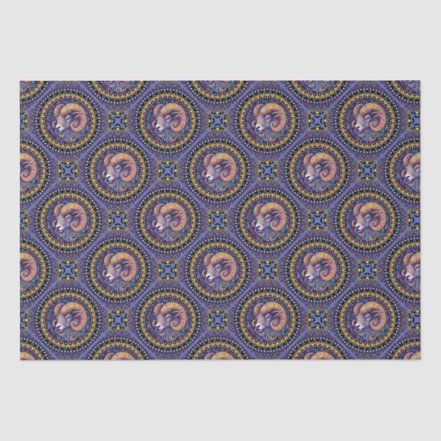 Papier Mousseline Whimsical Aries Astrology Mandala Geometric Tile (Recto)