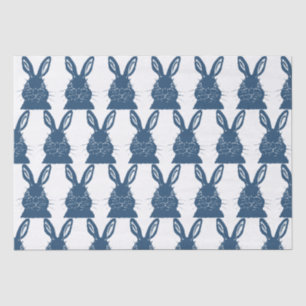 Papier Mousseline Whimsical Blue & White Bunny Rabbit Motif de Pâque