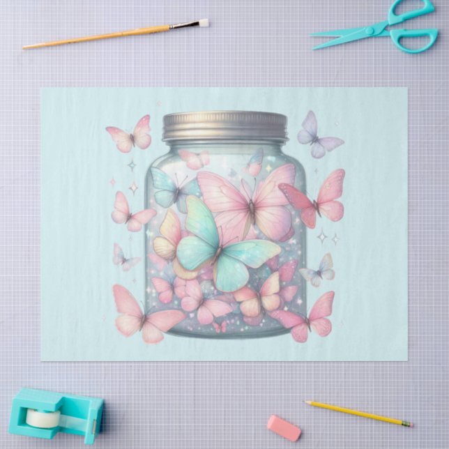 Papier Mousseline Whimsical Butterflies in a Jar (Artisanat)