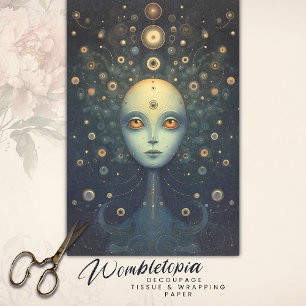 Papier Mousseline Whimsical Cosmic Gold Goddess Imaginaire Découpage