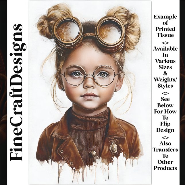 Papier Mousseline Whimsical Cute Steampunk Young Girl W8 Decoupage (Créateur téléchargé)