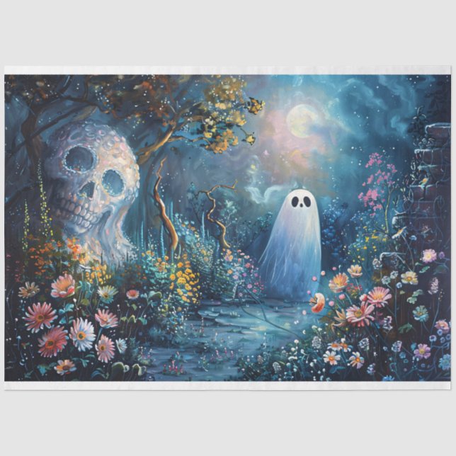 Papier Mousseline Whimsical Ghost Garden Promenade Chemin Découpage (Recto)