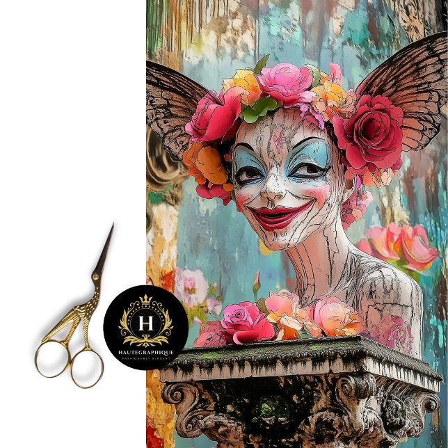 Papier Mousseline Whimsical Gothique Paris Gargoyle Floral Craft (Créateur téléchargé)