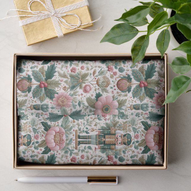 Papier Mousseline Whimsical Nutcracker and Floral Art (Cadeau)