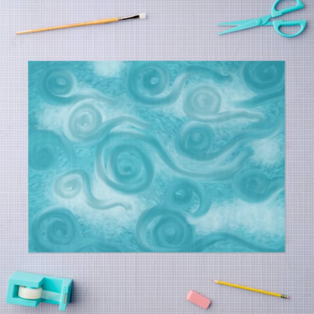 Papier Mousseline Whimsical Swirly Sky Blue Pattern Decoupage (Artisanat)
