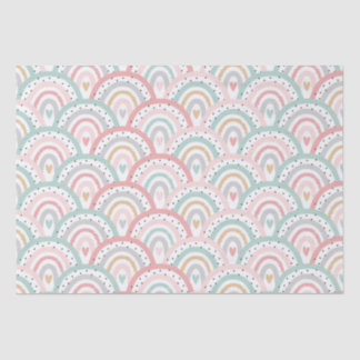 Papier Mousseline Whimsical White Rainbows and Hearts Pastel