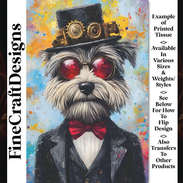 Papier Mousseline Whimsy coloré moderne Steampunk Chien Z3 Découpage (Créateur téléchargé)