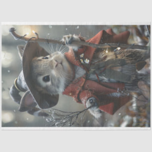 Papier Mousseline Whiskers d'hiver Souris de Noël Découpage