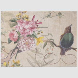 Papier Mousseline Whispering Garden Bird – Vintage Floral Decoupage 
