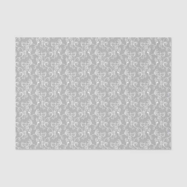 Papier Mousseline White&Grey moderne doux appelé Damask (Recto)