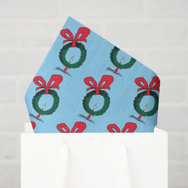 Papier Mousseline Who Peeking Through Christmas Wreath (Sac cadeau)