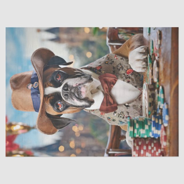 Papier Mousseline Wild West Willy, Boxe jouant au Poker (Recto)