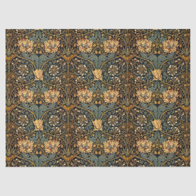 Papier Mousseline William Morris Antique Honeysuckle Motif Floral (Recto)