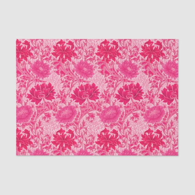 Papier Mousseline William Morris Chrysanthemums, Fuchsia Pink (Recto)