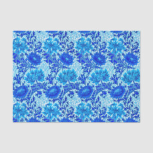 Papier Mousseline William Morris Chrysanthemums Nuances de Denim Blu