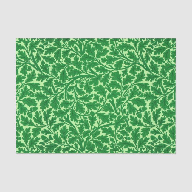 Papier Mousseline William Morris Feuilles de chêne, Emerald Green (Recto)