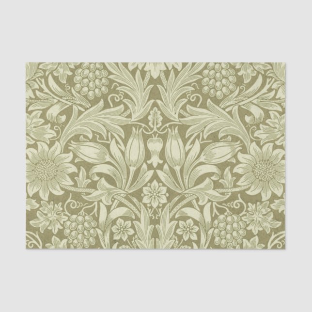 Papier Mousseline William Morris Fleur verte tournesol (Recto)