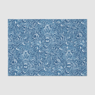Papier Mousseline William Morris Indian, Indigo Blue et White