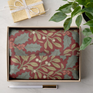 Papier Mousseline William Morris Inspiré Holly & Mistletoe