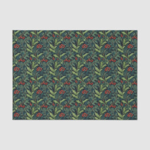 Papier Mousseline William Morris Inspiré Red Holly Berry Noël