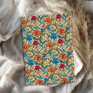 Papier Mousseline William Morris inspiré terre cuite pastel bleu